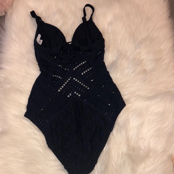 Robin Piccone Clarissa Crochet One Piece Swim Navy - Picture 4 of 8